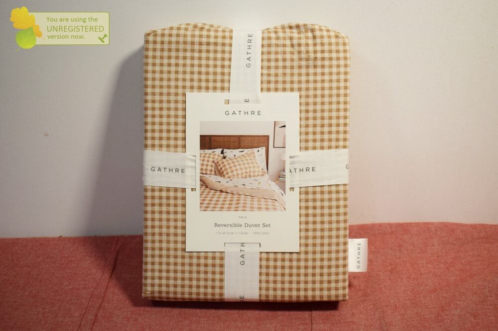 Gathre Khaki Gingham Reversible Duvet Set Twin